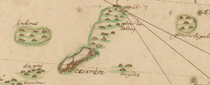 Carte Saint-Malo Ceézmbre marée basse (16è ou 17è)