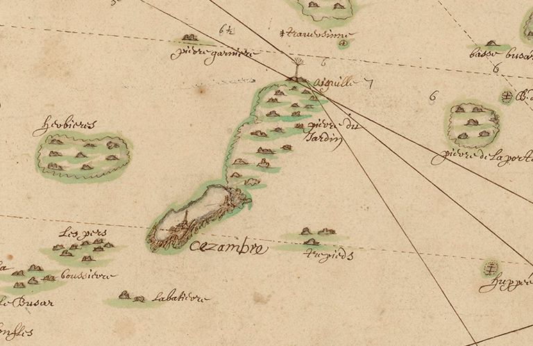 Carte Saint-Malo Ceézmbre marée basse (16è ou 17è)