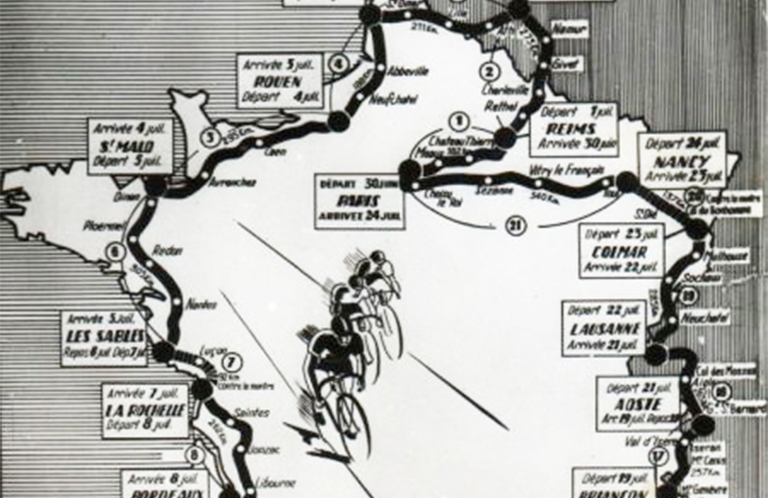 Carte Tour de France 1949 (zoom Bretagne)